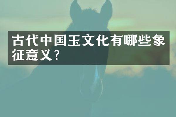 古代中国玉文化有哪些象征意义？