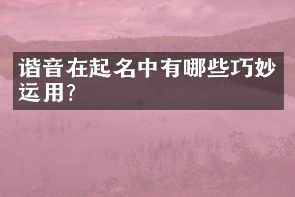 谐音在起名中有哪些巧妙运用？