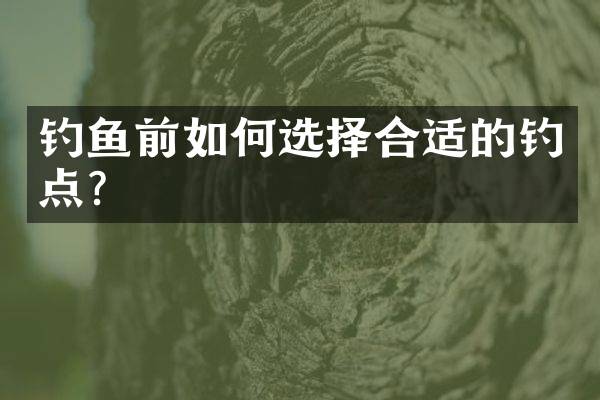 钓鱼前如何选择合适的钓点？