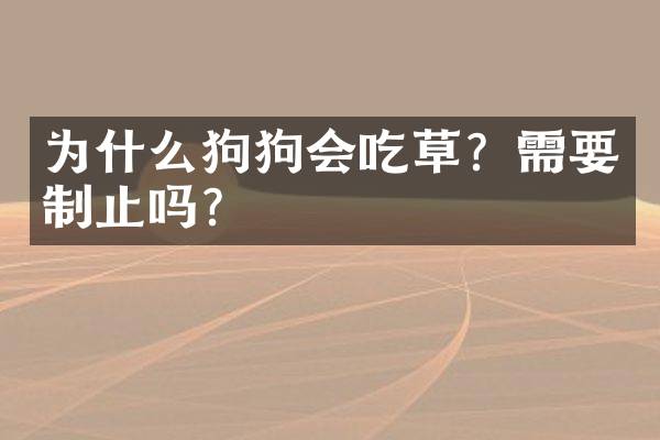 为什么狗狗会吃草？需要制止吗？