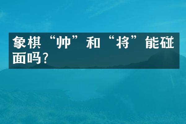 象棋&ldquo;帅&rdquo;和&ldquo;将&rdquo;能碰面吗？