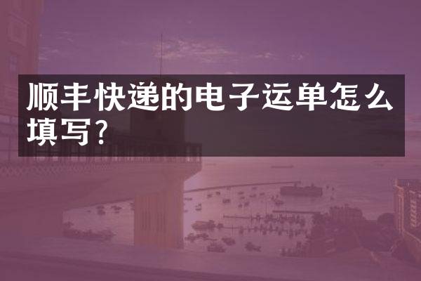 顺丰快递的电子运单怎么填写？