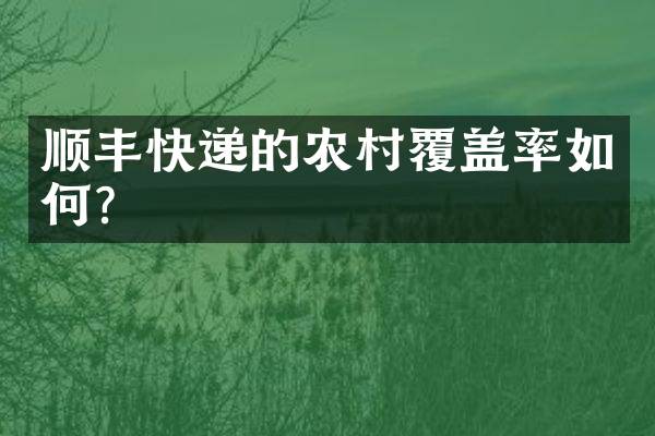 顺丰快递的农村覆盖率如何？
