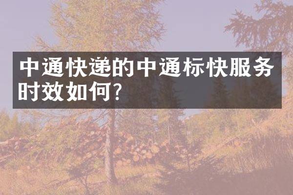 中通快递的中通标快服务时效如何？