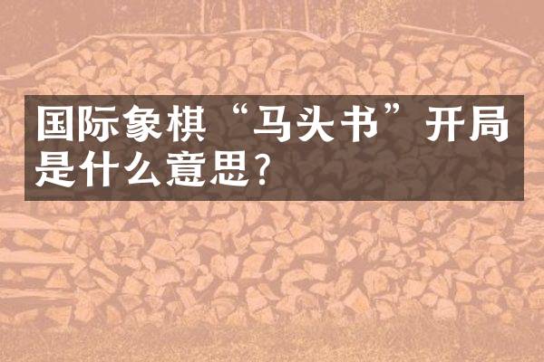 国际象棋&ldquo;马头书&rdquo;开局是什么意思？