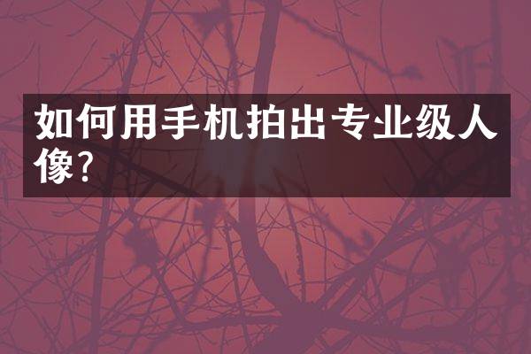 如何用手机拍出专业级人像？