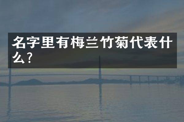 名字里有梅兰竹菊代表什么？