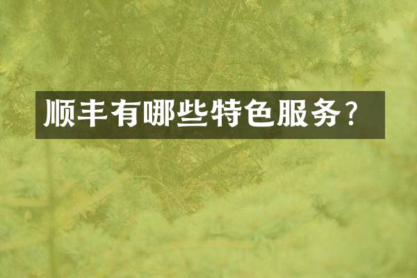 顺丰有哪些特色服务？