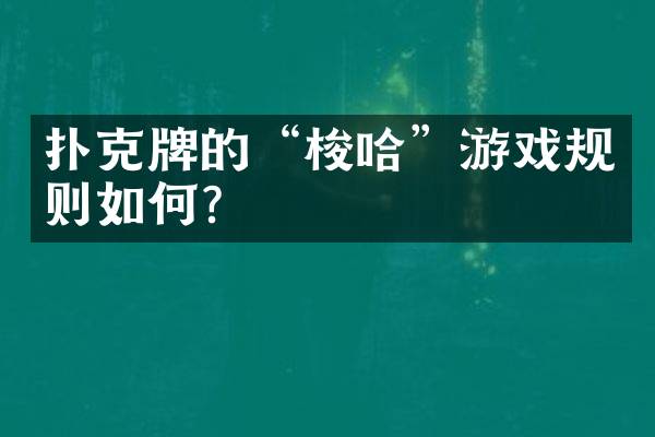 扑克牌的&ldquo;梭哈&rdquo;游戏规则如何？