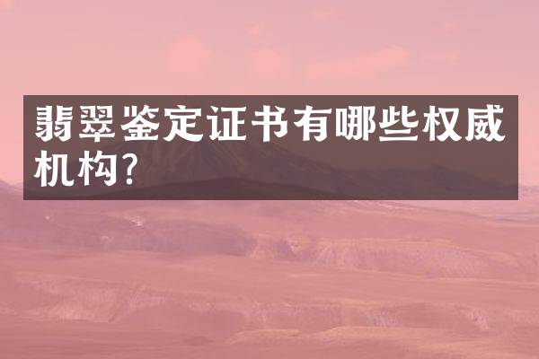 翡翠鉴定证书有哪些权威机构？