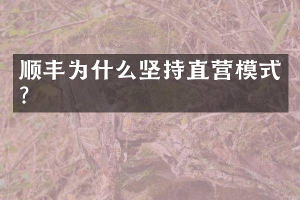 顺丰为什么坚持直营模式？