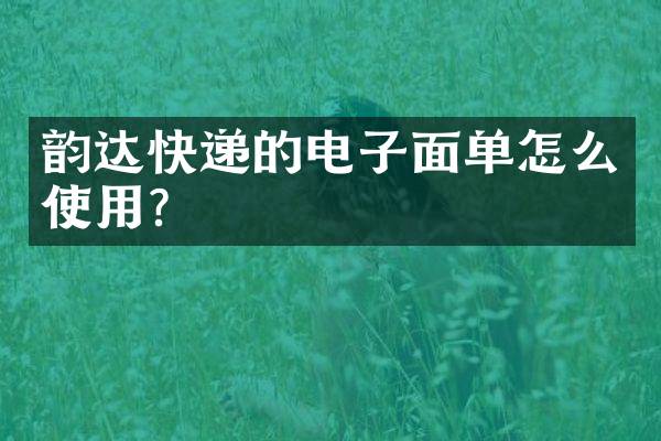 韵达快递的电子面单怎么使用？
