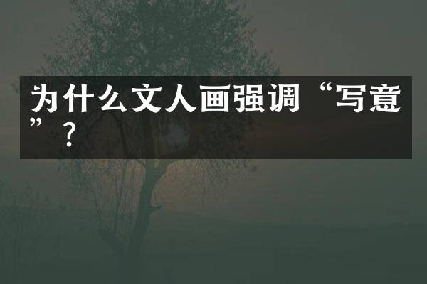 为什么文人画强调&ldquo;写意&rdquo;？