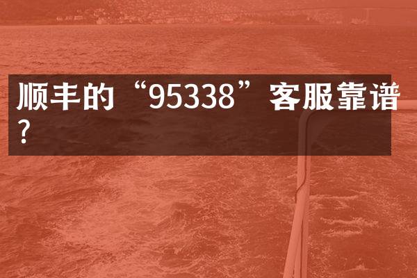 顺丰的&ldquo;95338&rdquo;客服靠谱吗？