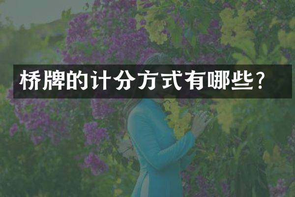 桥牌的计分方式有哪些？