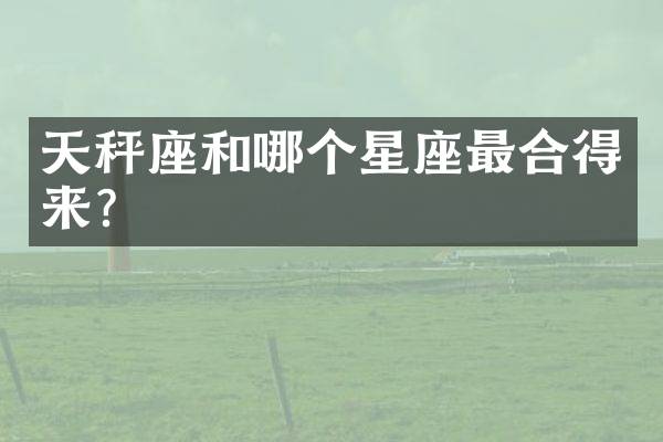 天秤座和哪个星座最合得来？