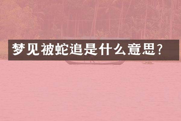 梦见被蛇追是什么意思？
