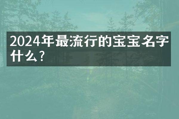 2024年最流行的宝宝名字是什么？