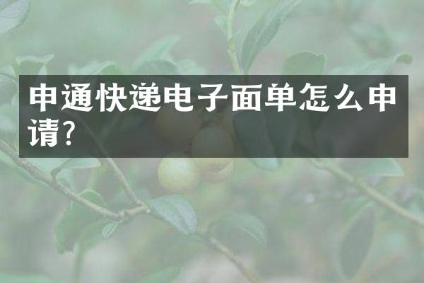 申通快递电子面单怎么申请？