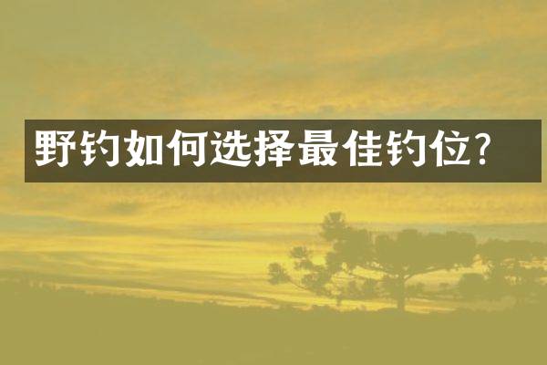 野钓如何选择最佳钓位？