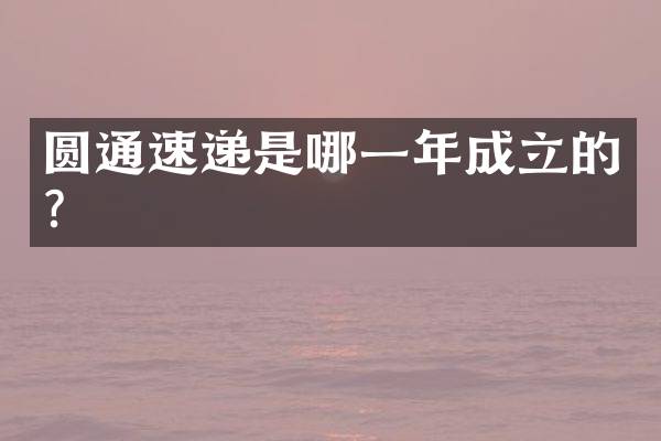 圆通速递是哪一年成立的？