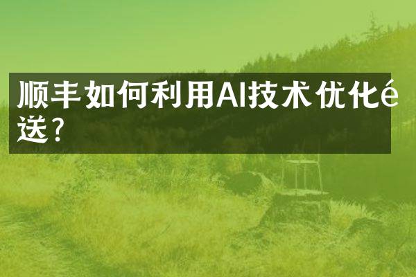 顺丰如何利用AI技术优化配送？