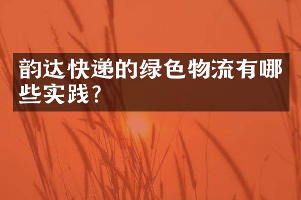 韵达快递的绿色物流有哪些实践？