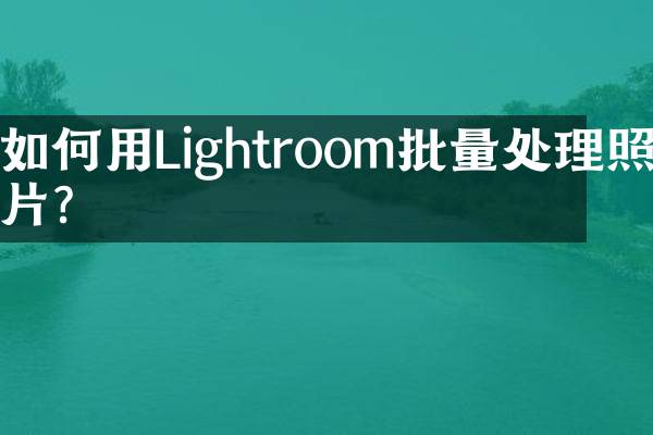 如何用Lightroom批量处理照片？
