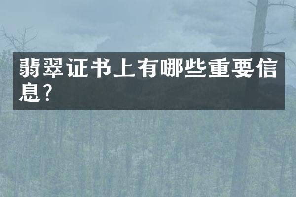 翡翠证书上有哪些重要信息？