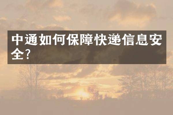 中通如何保障快递信息安全？