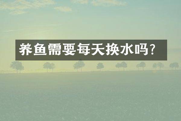 养鱼需要每天换水吗？