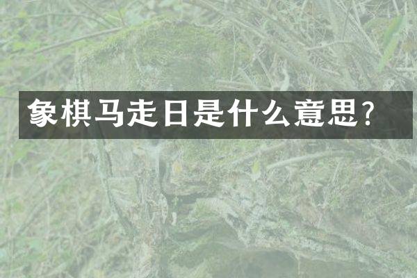 象棋马走日是什么意思？