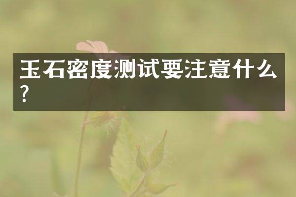 玉石密度测试要注意什么？
