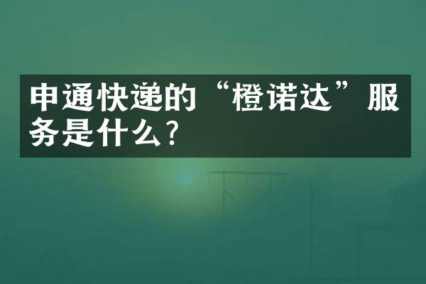申通快递的“橙诺达”服务是什么？