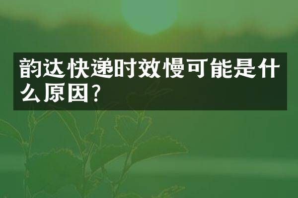 韵达快递时效慢可能是什么原因？