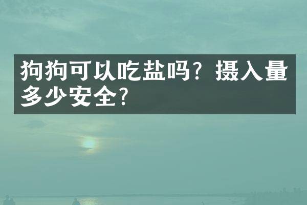 狗狗可以吃盐吗？摄入量多少安全？