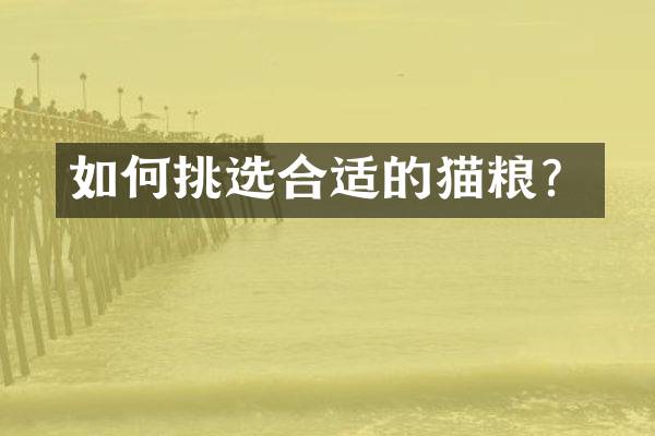 如何挑选合适的猫粮？