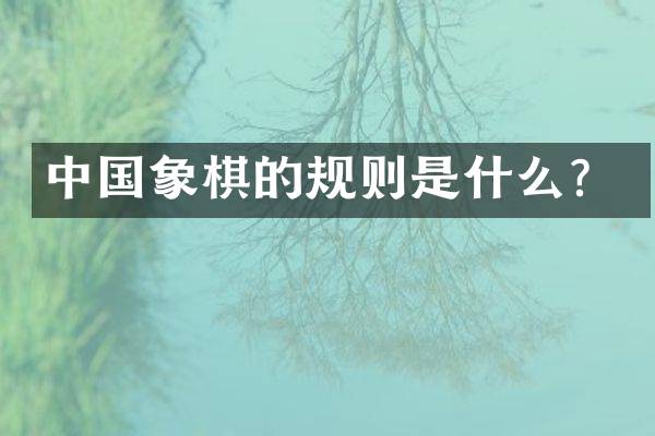 中国象棋的规则是什么？