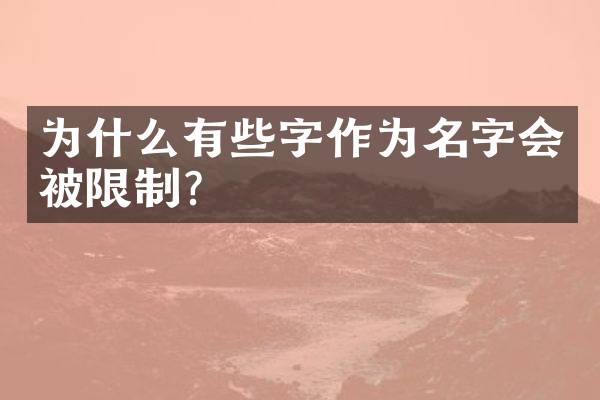 为什么有些字作为名字会被限制？