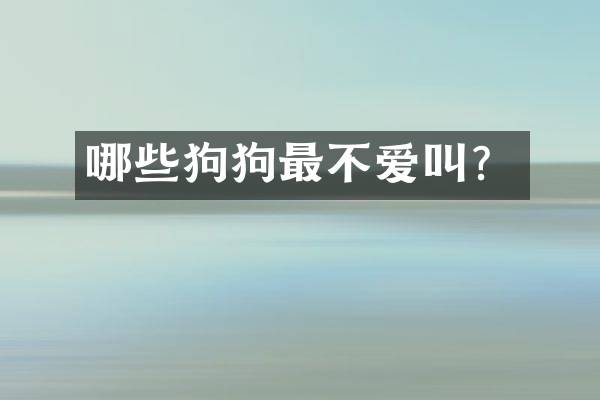 哪些狗狗最不爱叫？