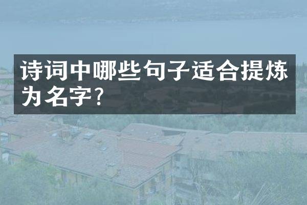 诗词中哪些句子适合提炼为名字？