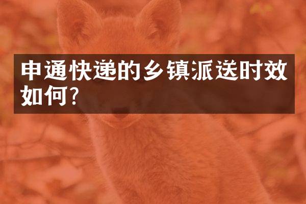 申通快递的乡镇派送时效如何？