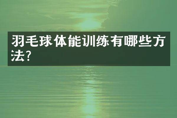 羽毛球体能训练有哪些方法？
