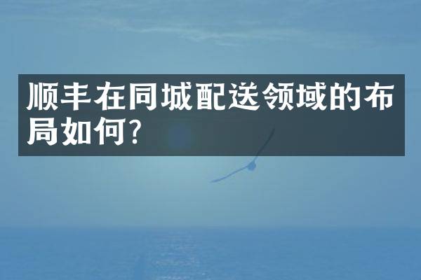 顺丰在同城配送领域的布局如何？