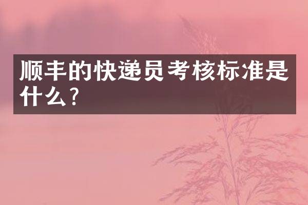 顺丰的快递员考核标准是什么？