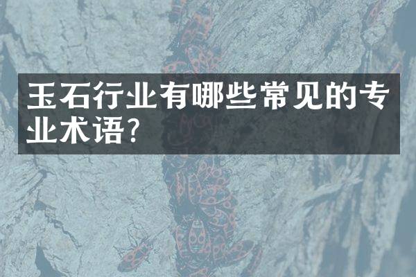 玉石行业有哪些常见的专业术语？