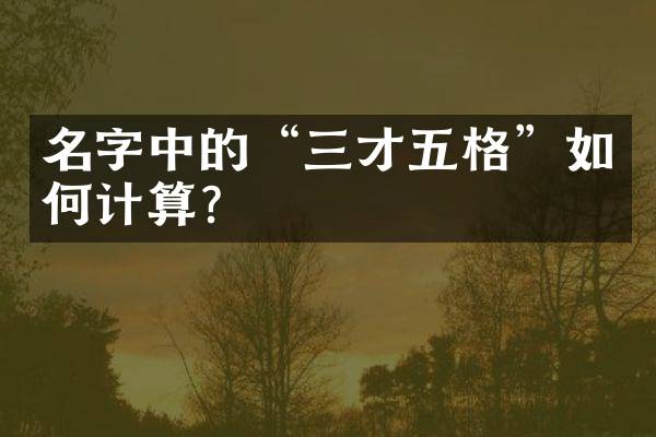 名字中的“三才五格”如何计算？