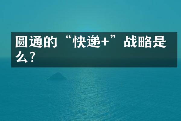圆通的&ldquo;快递+&rdquo;战略是什么？