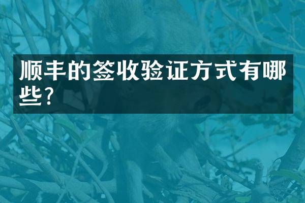顺丰的签收验证方式有哪些？