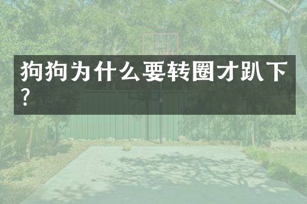 狗狗为什么要转圈才趴下？